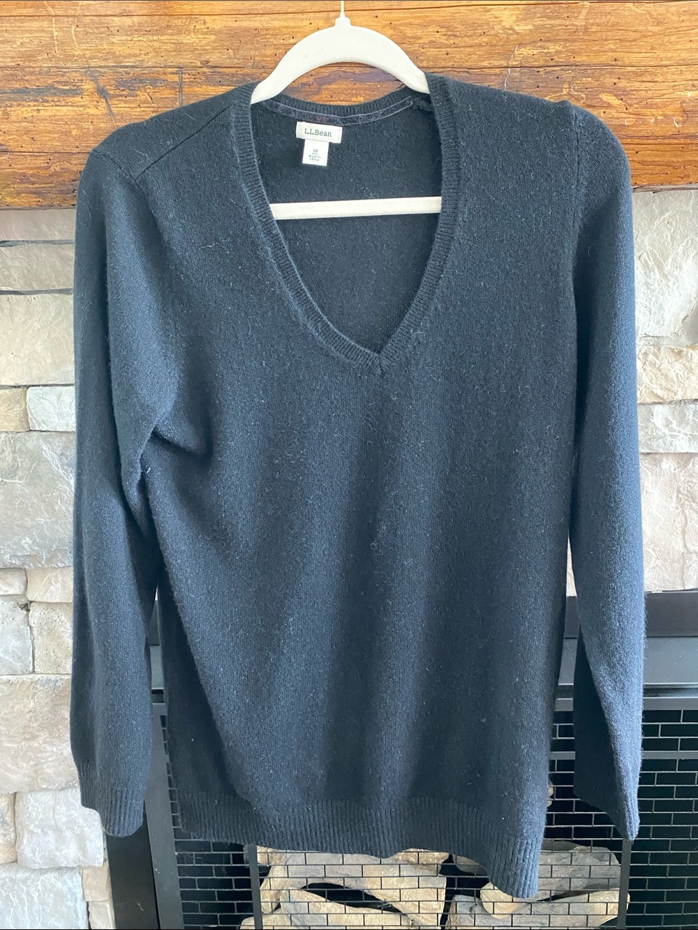 L.L. Bean Women’s Black V-Neck Cashmere-Blend Sweater